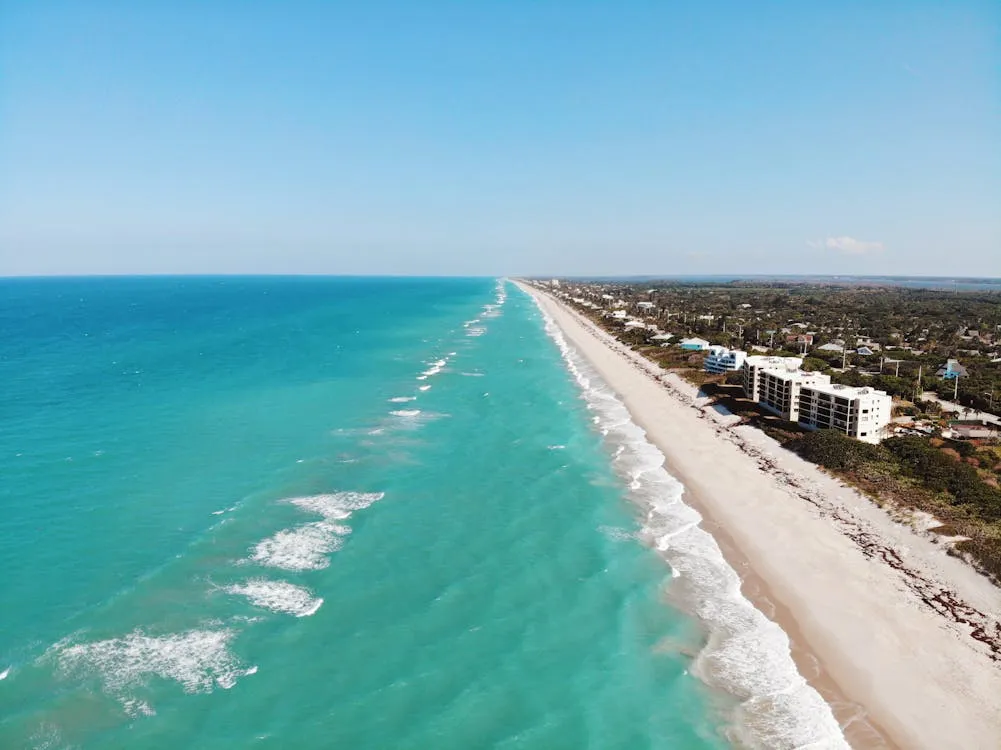 Aerial view of Jupiter, Florida coastline and turquoise waters